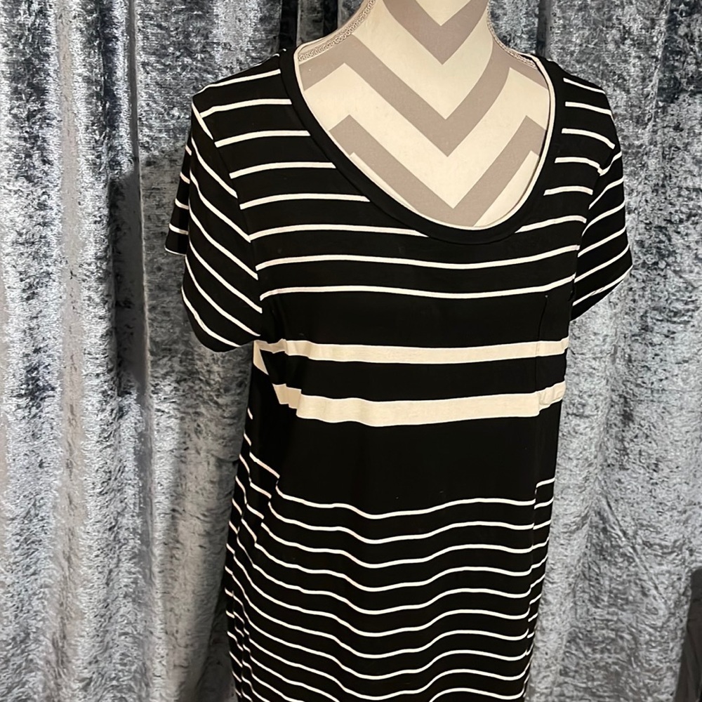 Black & Cream Striped Merona Dress - Size Large
